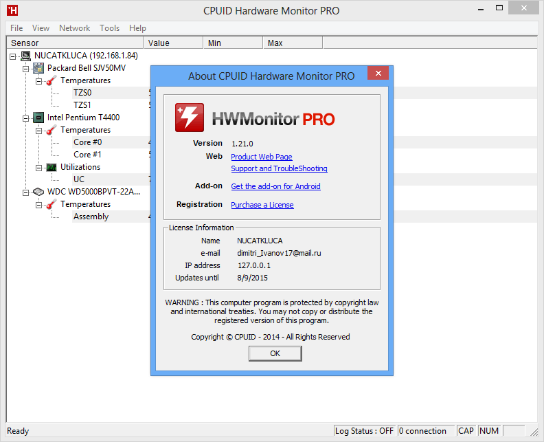 for ipod instal HWMonitor Pro 1.52